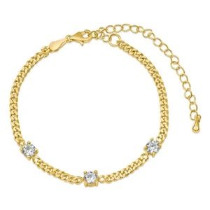 CZ by Kenneth Jay Lane Womens Triple Round Cubic Ziconia Station Bracelet